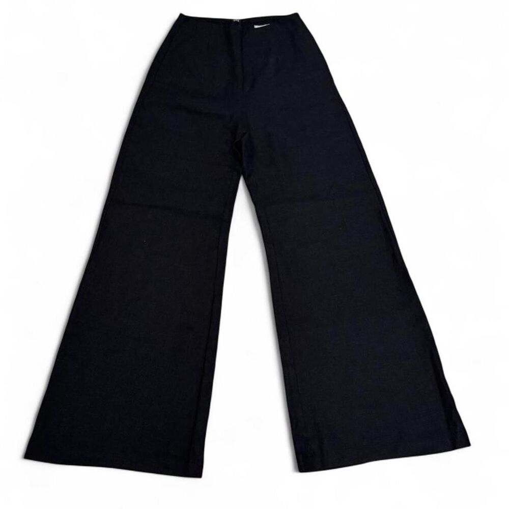 Faithfull the Brand Black Linen Wide Leg Pants — Size 2